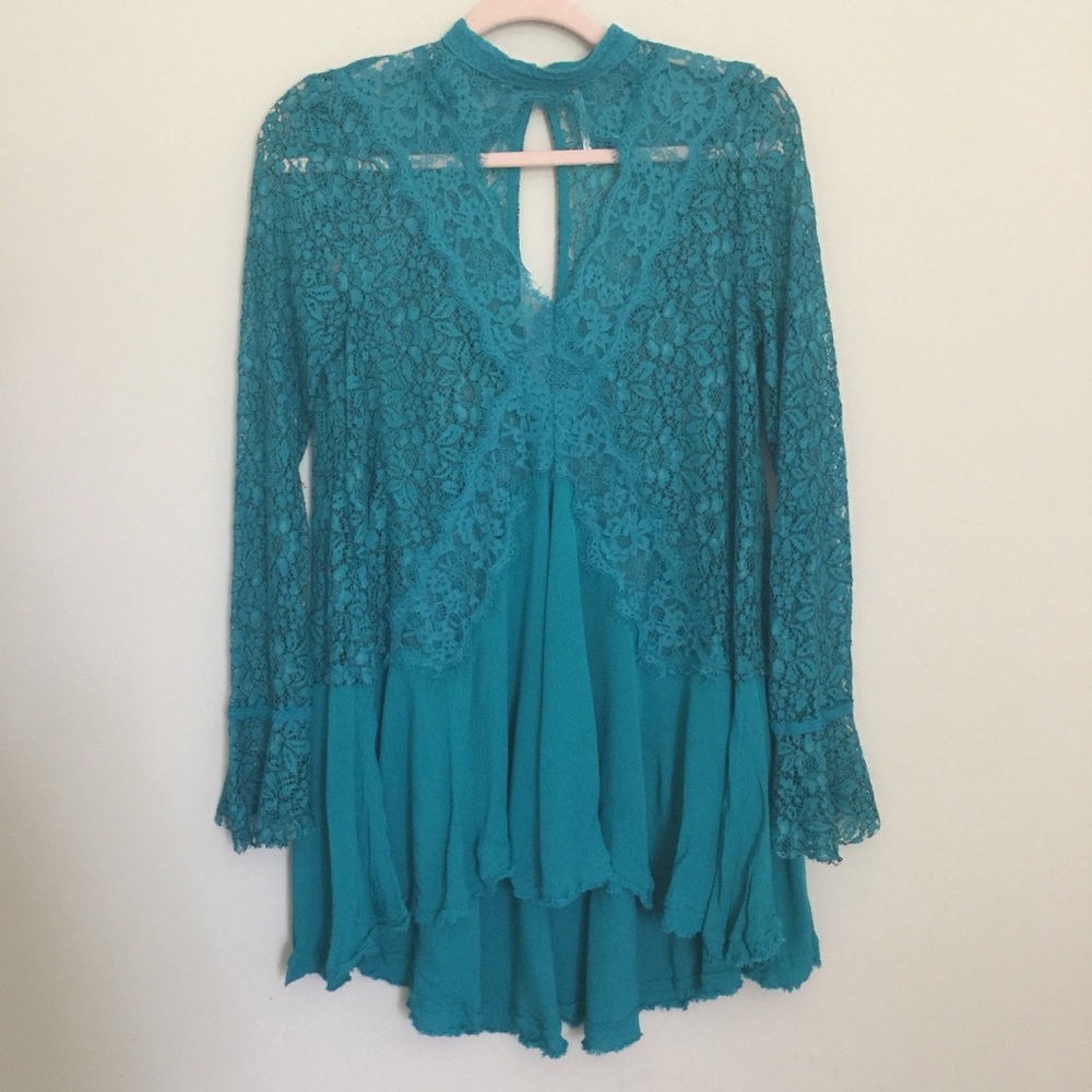NWOT Free People Secret Orgins Pieced Lace Tunic